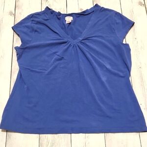 Bass large Women's V-Neck Blue Top